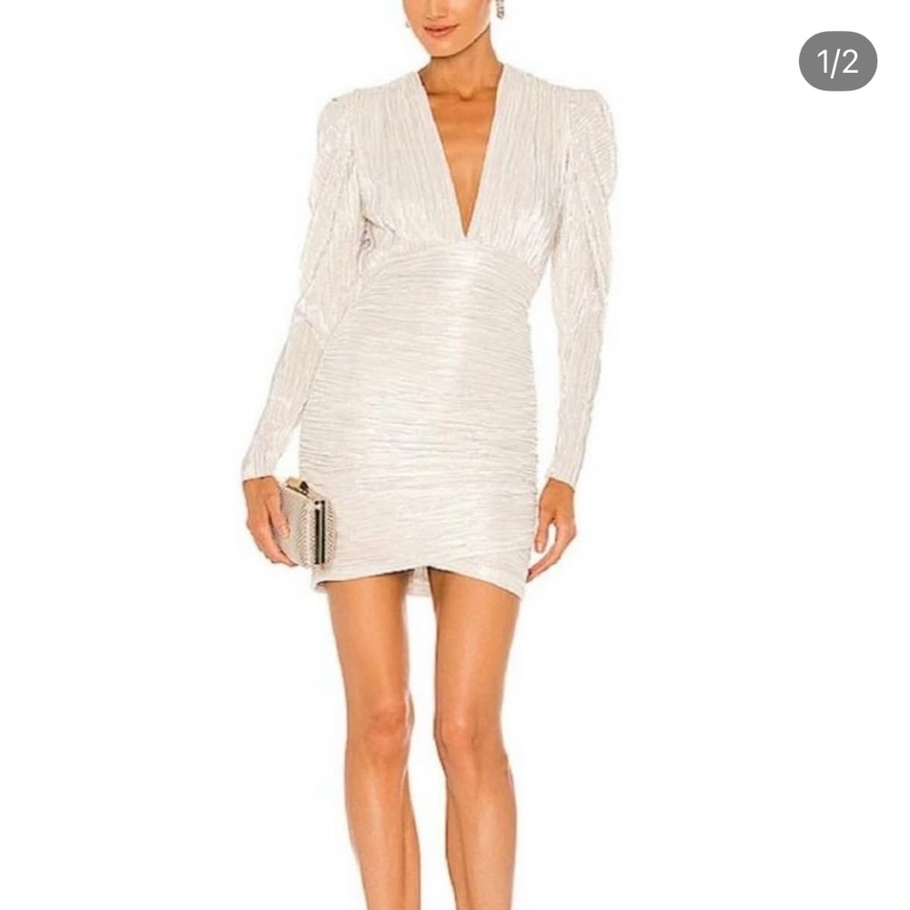 Elegant White Long Sleeve Mini Dress